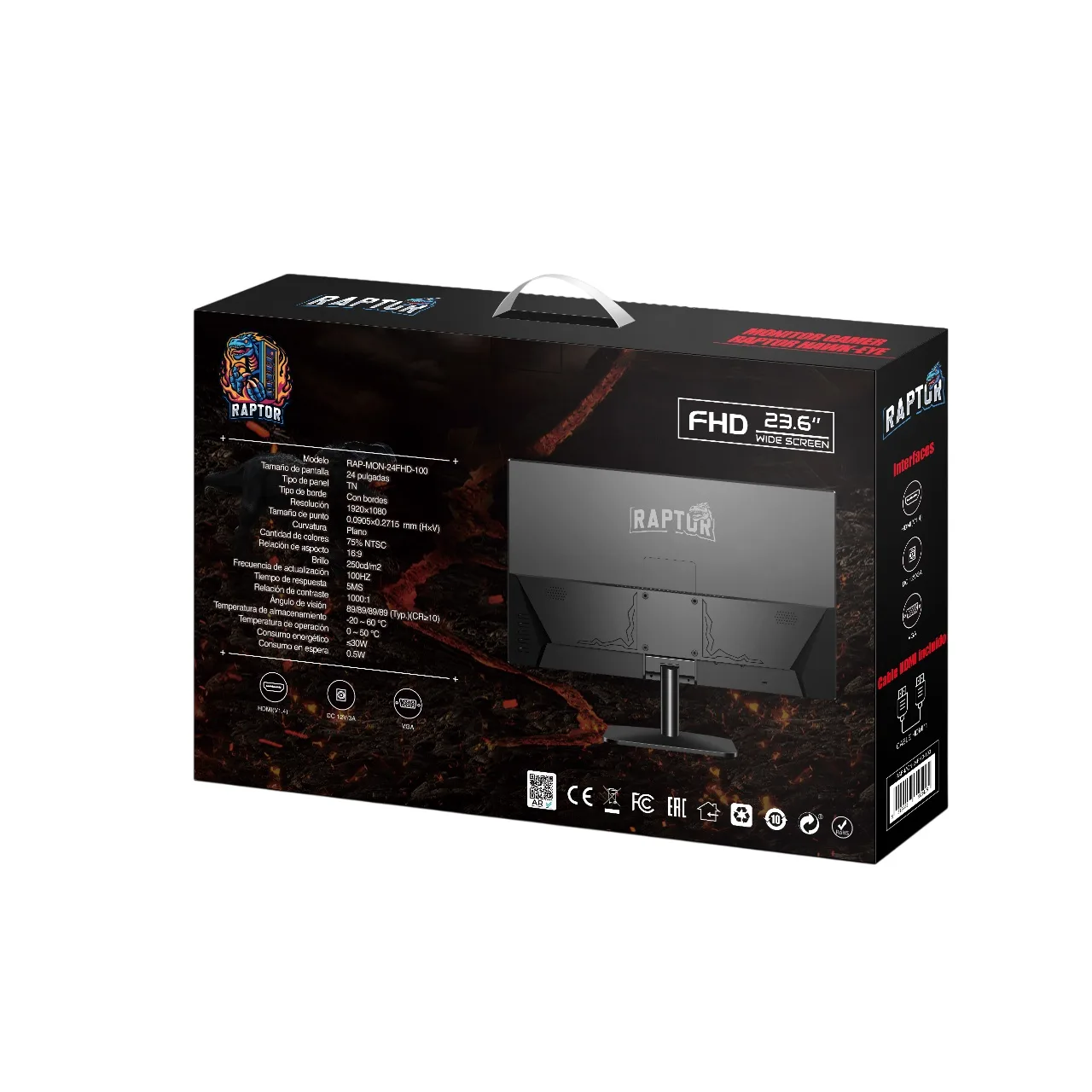 Monitor Raptor 24 pulgadas Hawk Eye 24 FHD 1080p 100 Hz Super TN 5ms HDMI VGA