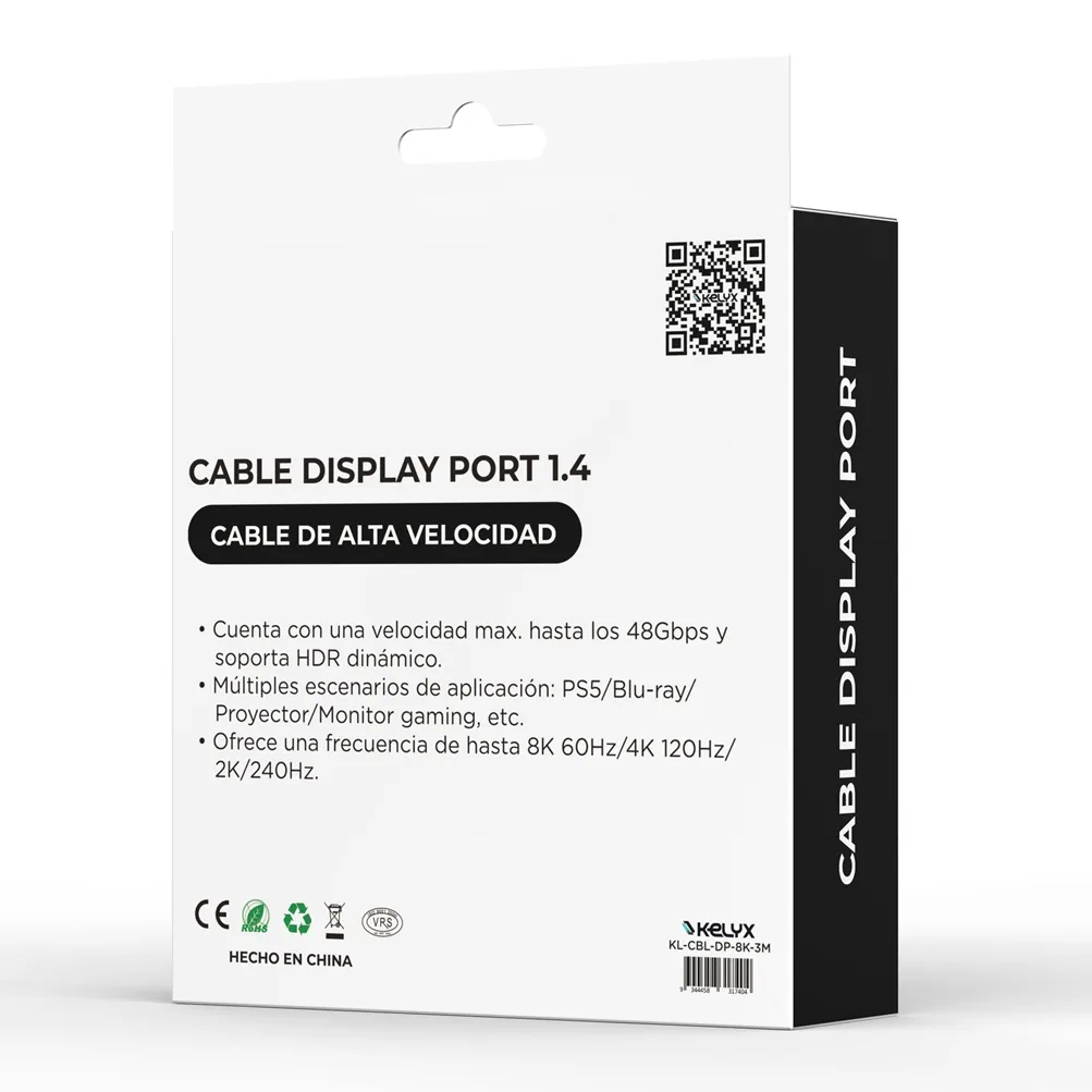 Cable DisplayPort a DisplayPort 8K de 3 Metros Kelyx