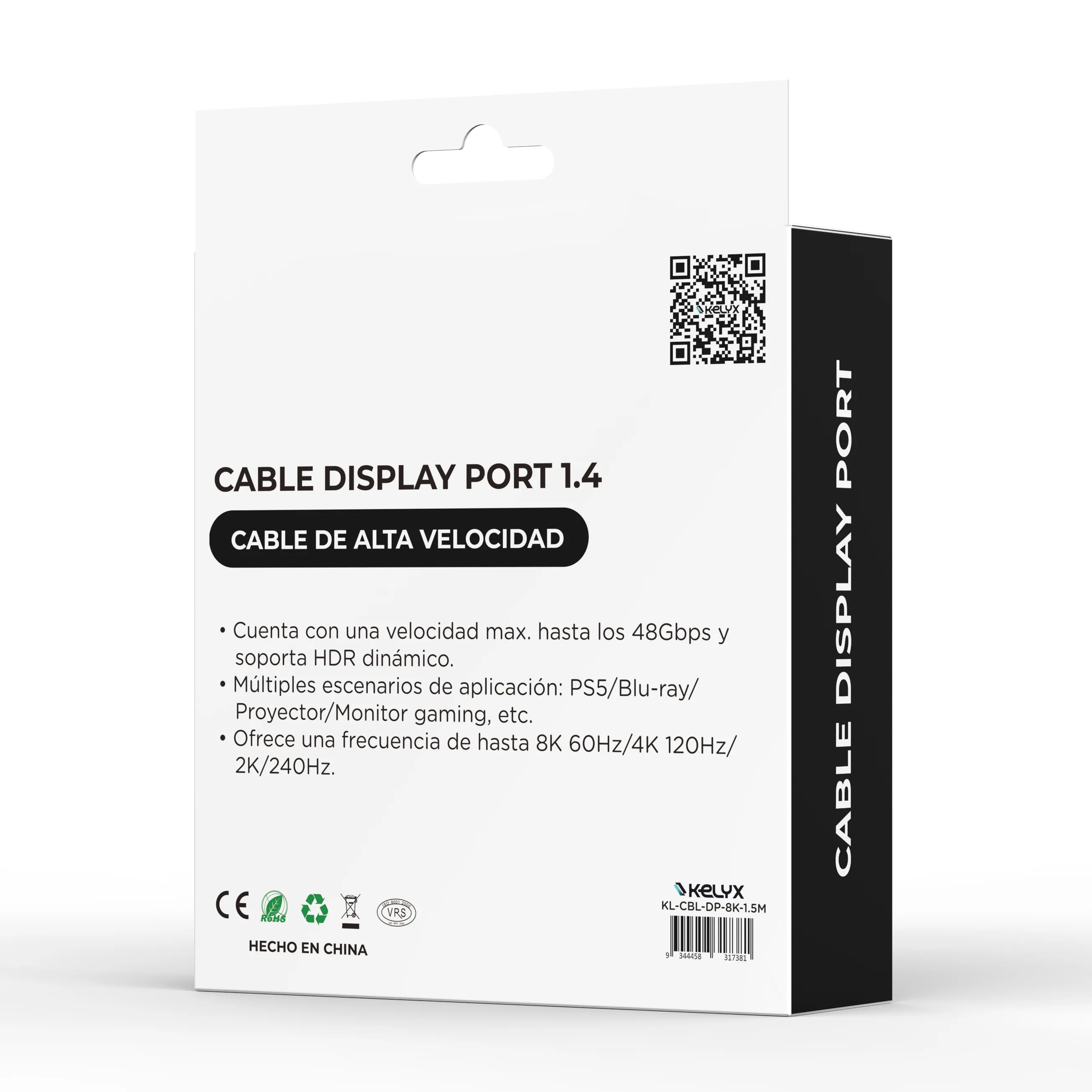 Cable DisplayPort a DisplayPort 8K de 1.5 metros Kelyx