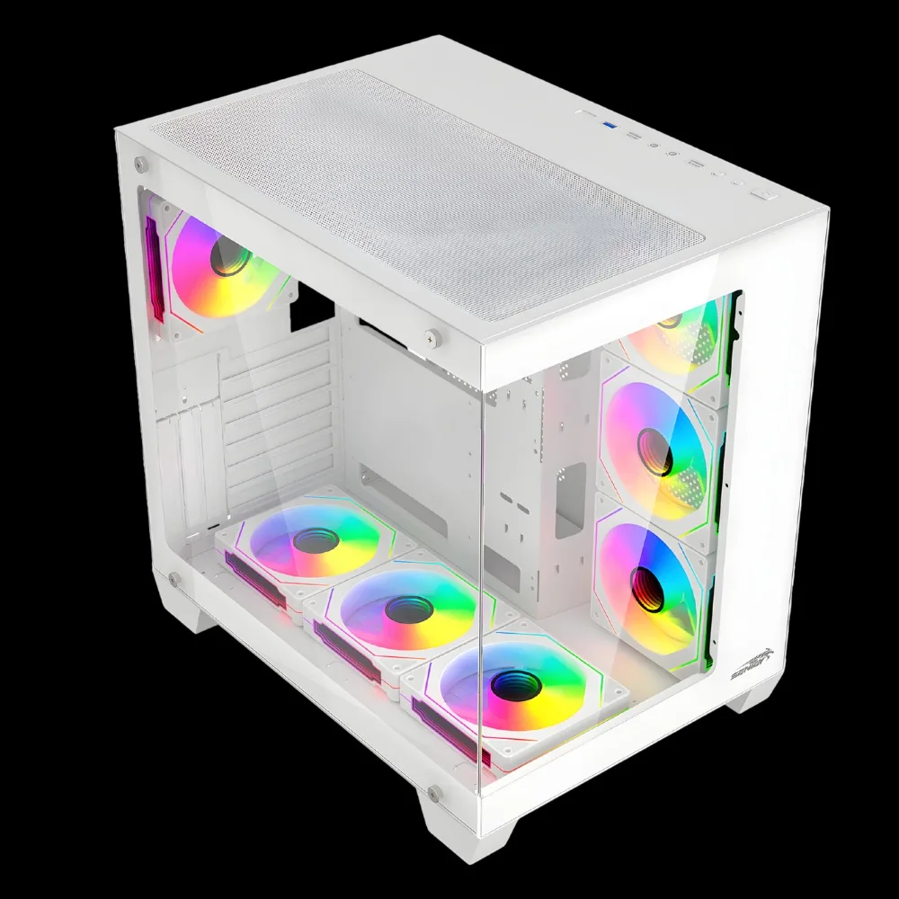 Gabinete Sentey Bearer PRO 7 Coolers ARGB Vidrio Templado lateral y frontal con control remoto color Blanco