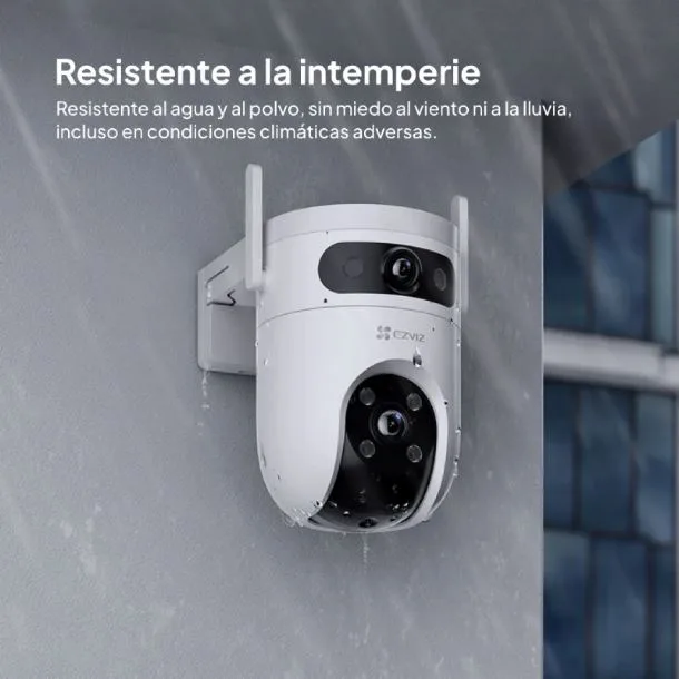 Camara Ezviz H9C PRO 2K doble 3MP Wifi doble lente apta exterior con sonido deteccion de movimiento por IA autos personas gira 360
