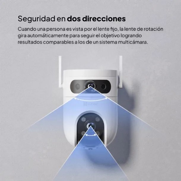 Camara Ezviz H9C PRO 3K doble 5MP Wifi doble lente apta exterior con sonido deteccion de movimiento por IA autos personas gira 360