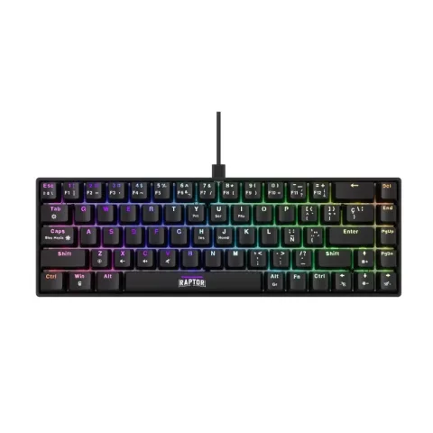 Teclado Raptor Fireclaw M68 Mecanico Outemu Red RGB compacto USB