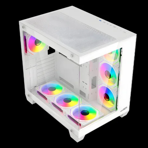 Gabinete Sentey Bearer PRO 7 Coolers ARGB Vidrio Templado lateral y frontal con control remoto color Blanco